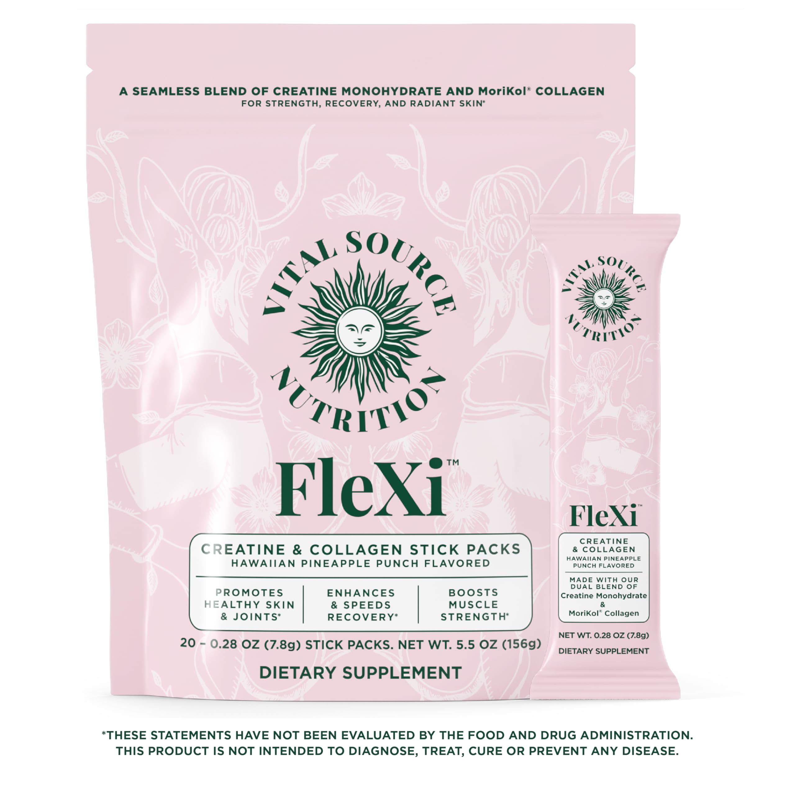 Vital Source Nutrition - Flexi - Creatine & Collagen Stick Packs - 5g Creatine Monohydrate + 1g MoriKol Collagen -Supports Strength, Recovery & Skin Health -20 Servings — Amazon image 5