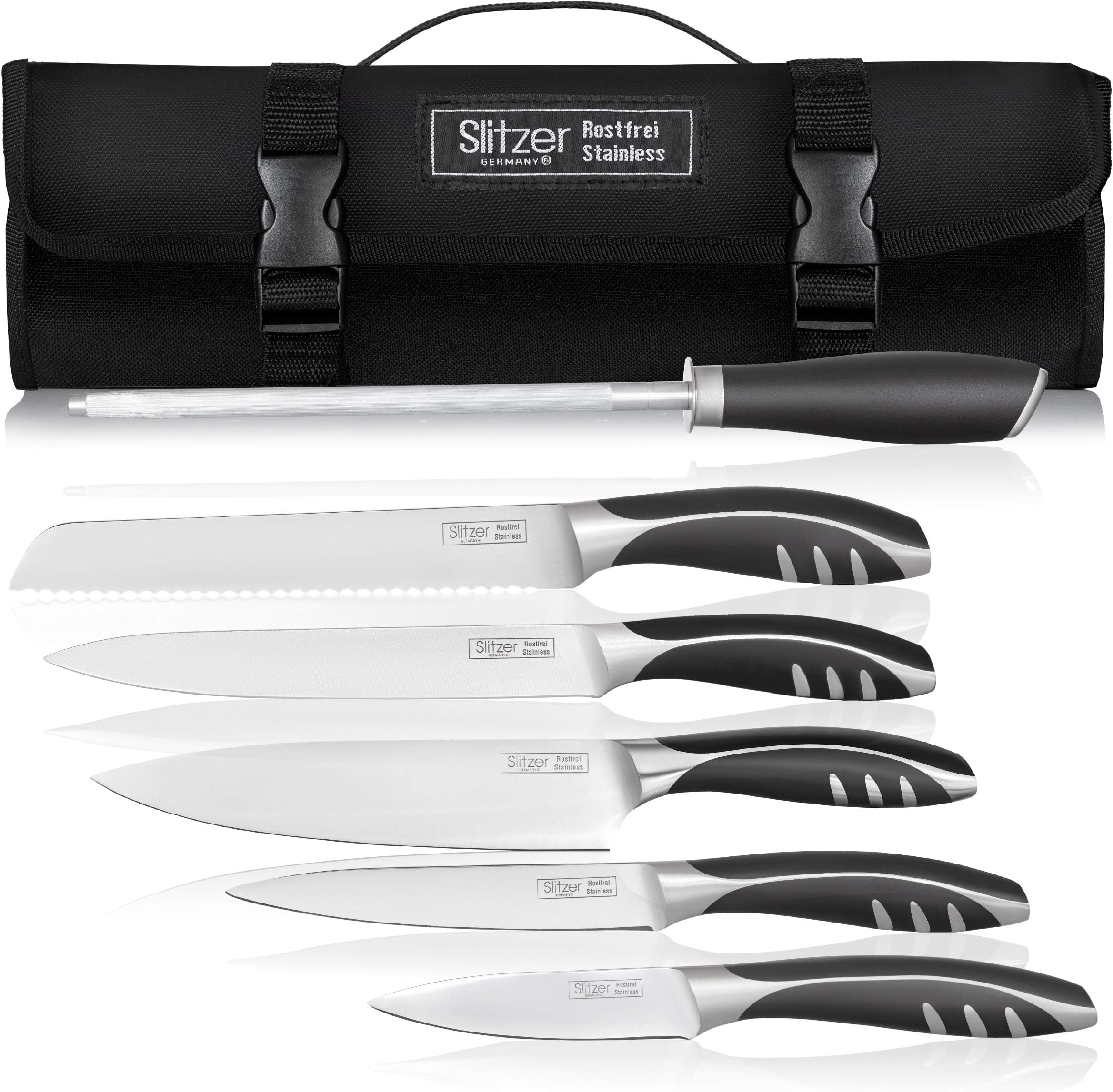 Slitzer Germany 7-Piece Chef's Knife Set, Ergonomically Designed, Professional Grade Chef Knives, Great addition to any kitchen