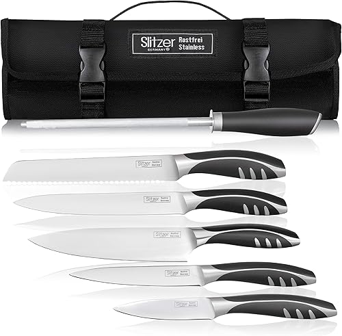 Slitzer Germany Juego de cuchillos de chef de 7 piezas diseño ergonómico cuchillos de chef de grado profesional gran adición a cualquier cocina