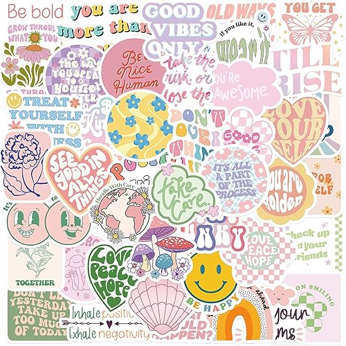 50 calcomanías de vinilo impermeables de color rosa para adultos, niños y niñas, calcomanías estéticas para botellas de agua, laptop, equipaje,