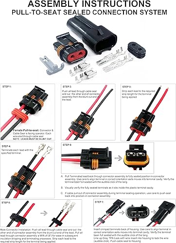 Miniatura 3 de Paquete de 2 pines Metri-Pack de conectores impermeables de 10-12 awg terminales y sellos de 46 amperios (10-12 GA (1 juego))