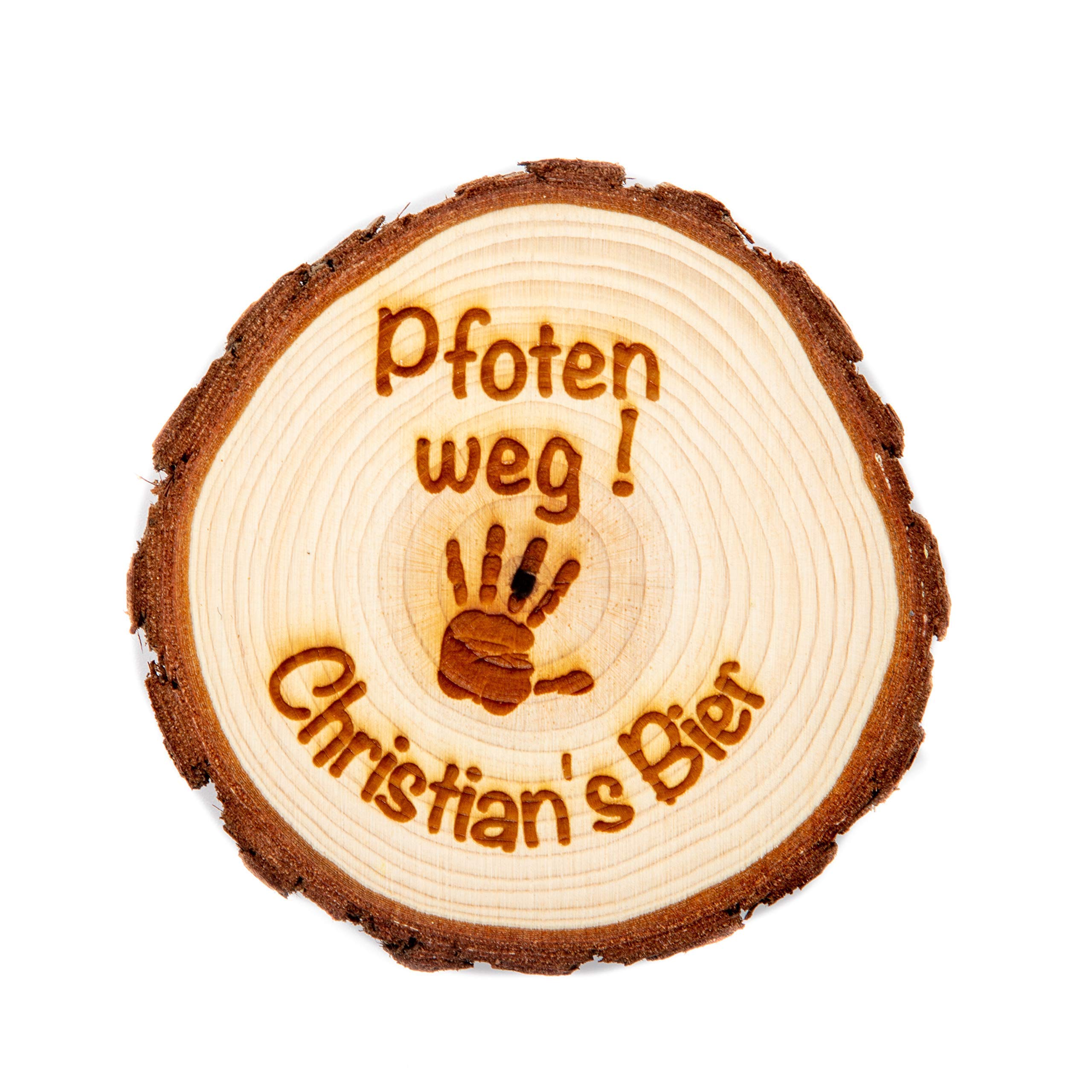 Holz Untersetzer für Gläser - Pfoten weg mein Bier - personalisierbar - Weihnachtsgeschenk
