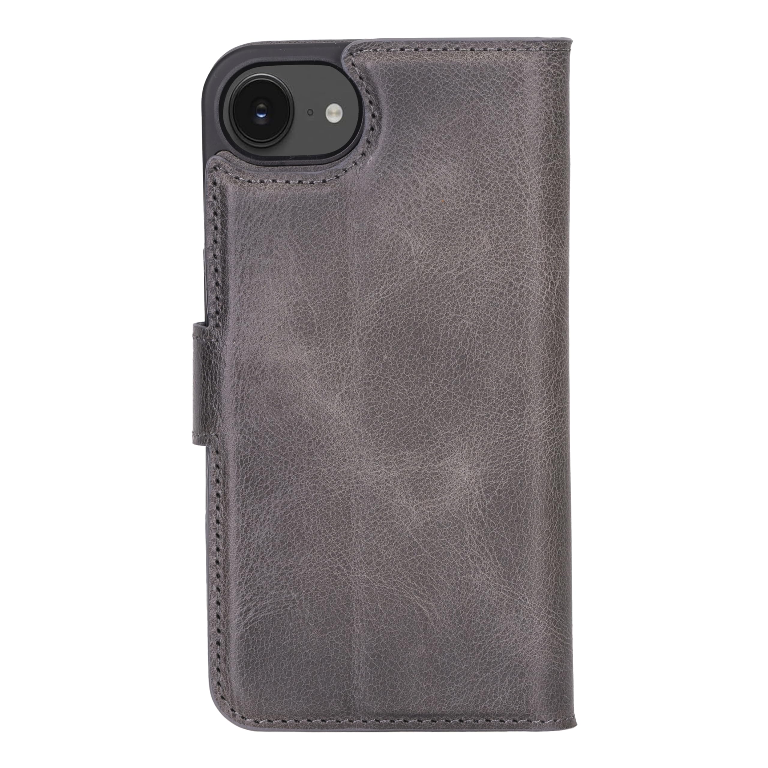 Solo Pelle Lederhülle kompatibel für iPhone 16e in 6.1 Zoll abnehmbare Hülle (2in1) inkl. Kartenfächer geeignet für MagSafe Zubehör (Steingrau)