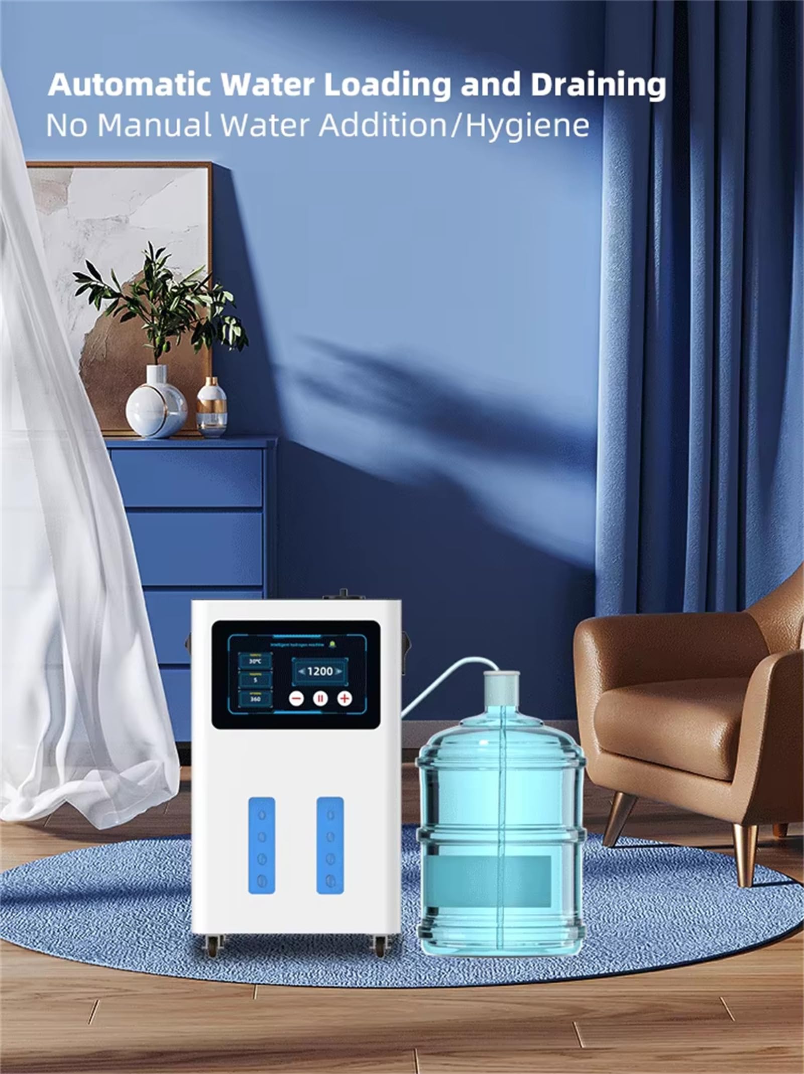 Generador de hidrógeno, inhalador Molecular de H2 de Alto Flujo (SPE/PEM), generador de Gas de Brown con 99.99% de pureza y 3 Salidas, para el hogar y la Oficina Gray 1200ml/min