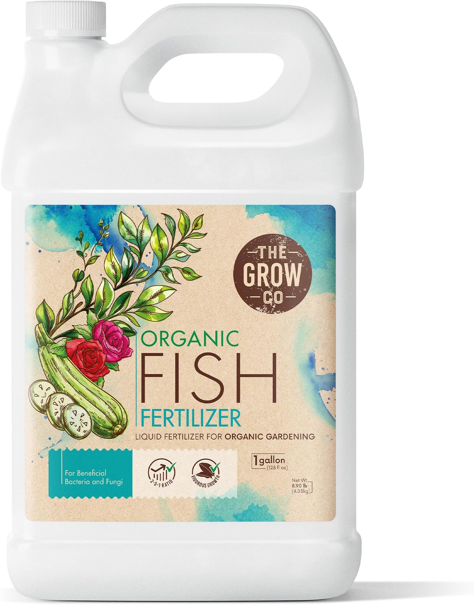 1 Gallon Organic Fish Emulsion Fertilizer for Plants - Ideal Liquid Fish Fertilizer for Plants, Flowers, Fruits & Vegetables, 2-3-1 NPK - Sustainably Sourced and Hydrolyzed for Steady Growth