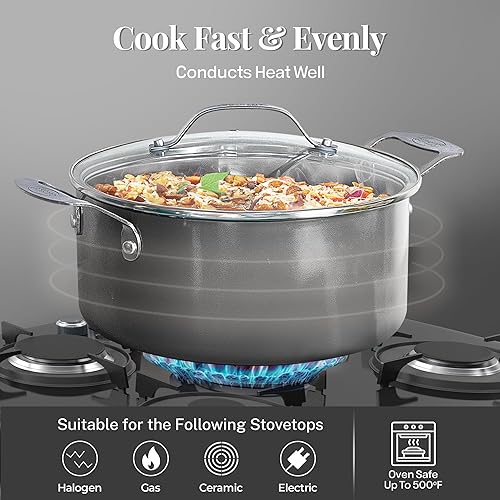 Miniatura 6 de GOTHAM ACERO Recubrimiento de cobre - Incluye sartenes ollas sartén cuadrada con cesta de fritura hoja de galletas y sartenes para hornear