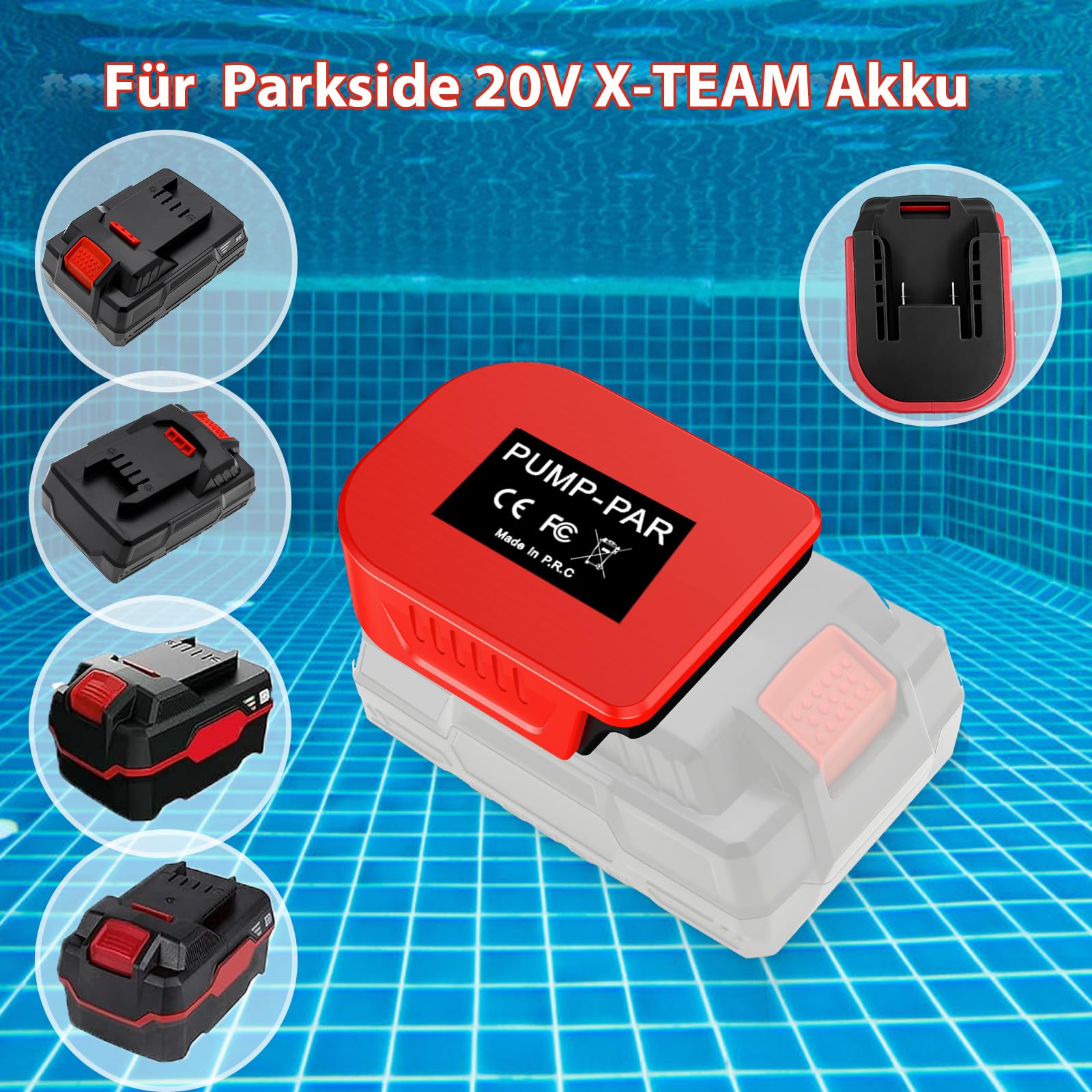 Bomba sumergible 635 GPH para batería Parkside XTEAM de 20 V, bomba de agua inalámbrica con filtro de sedimentos, bomba de transferencia de 100 W a pilas con alto flujo para piscina, jardín