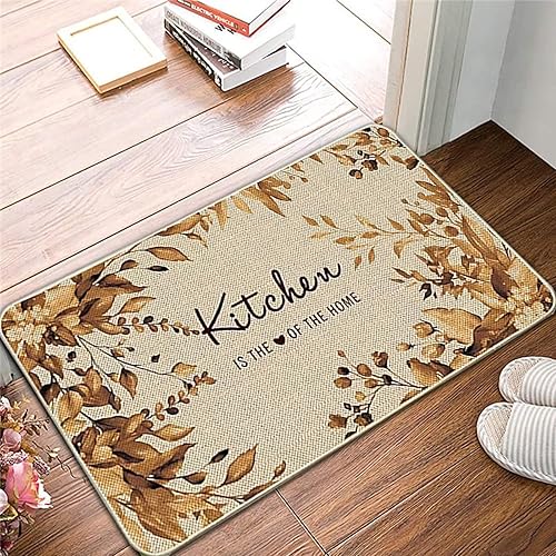 Miniatura 7 de Morigns Welcome - Juego de 2 alfombras y tapetes de cocina decorativos para el hogar con hojas marrones de temporada, 17 x 29 y 17 x 47 pulgadas