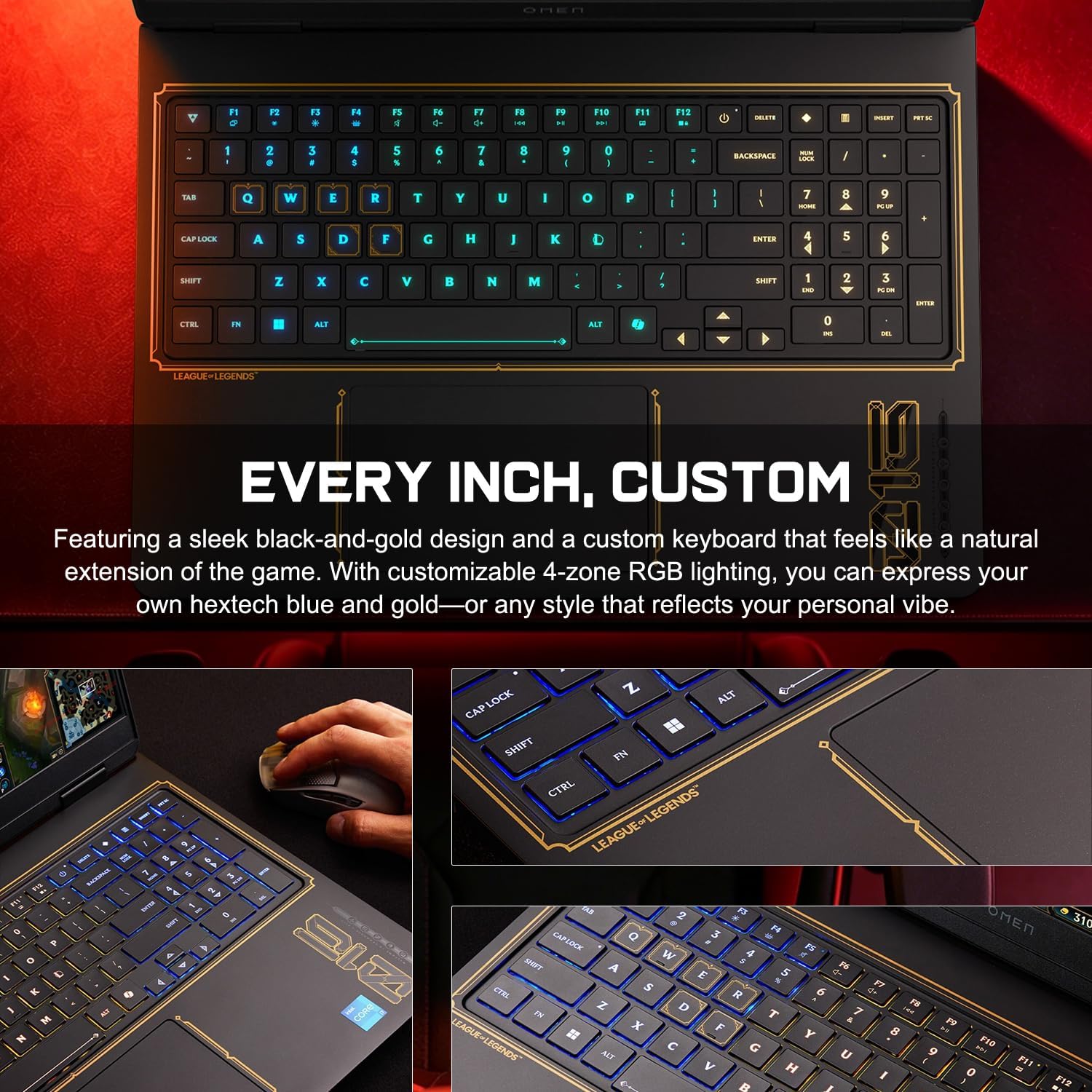 HP OMEN Gaming Laptop, RTX 5070, League of Legends Limited Edition, 16" WQXGA IPS 240Hz, Core i7-14650HX, 64GB RAM, 1TB SSD, 4-Zone RGB Backlit KB, HyperX Audio, Windows 11 Home, Black