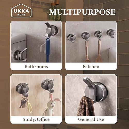 Miniatura 7 de Ganchos dobles con ventosa en forma de L para ducha, baño, cocina, hogar, vidrio, espejo, azulejos. Reutilizable, plástico ABS, impermeable,