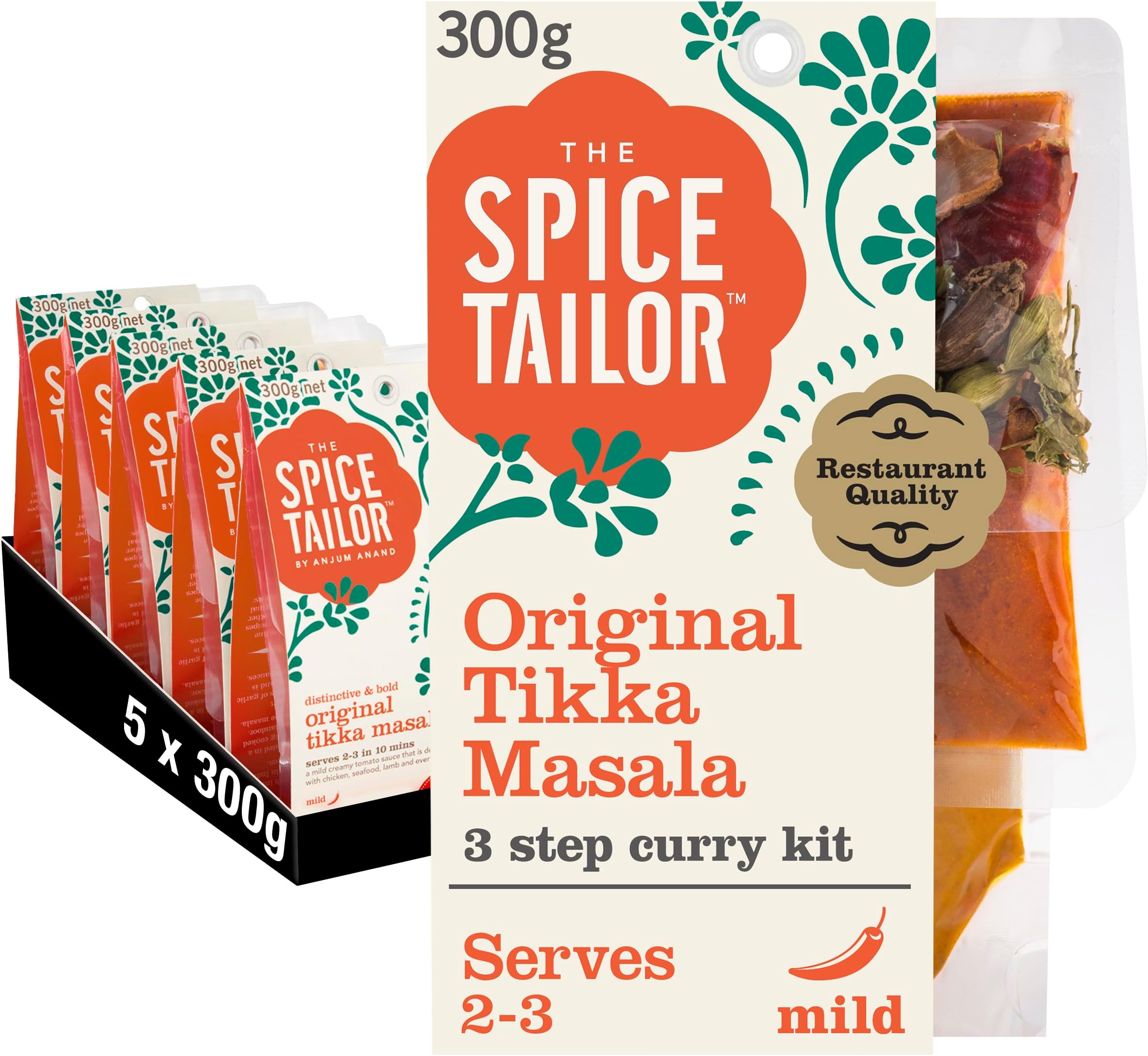 The Spice Tailor – Indian Curry Sauce Meal Kit, Original Tikka Masala, Vegetarian Friendly, 300 g (Pack of 5)