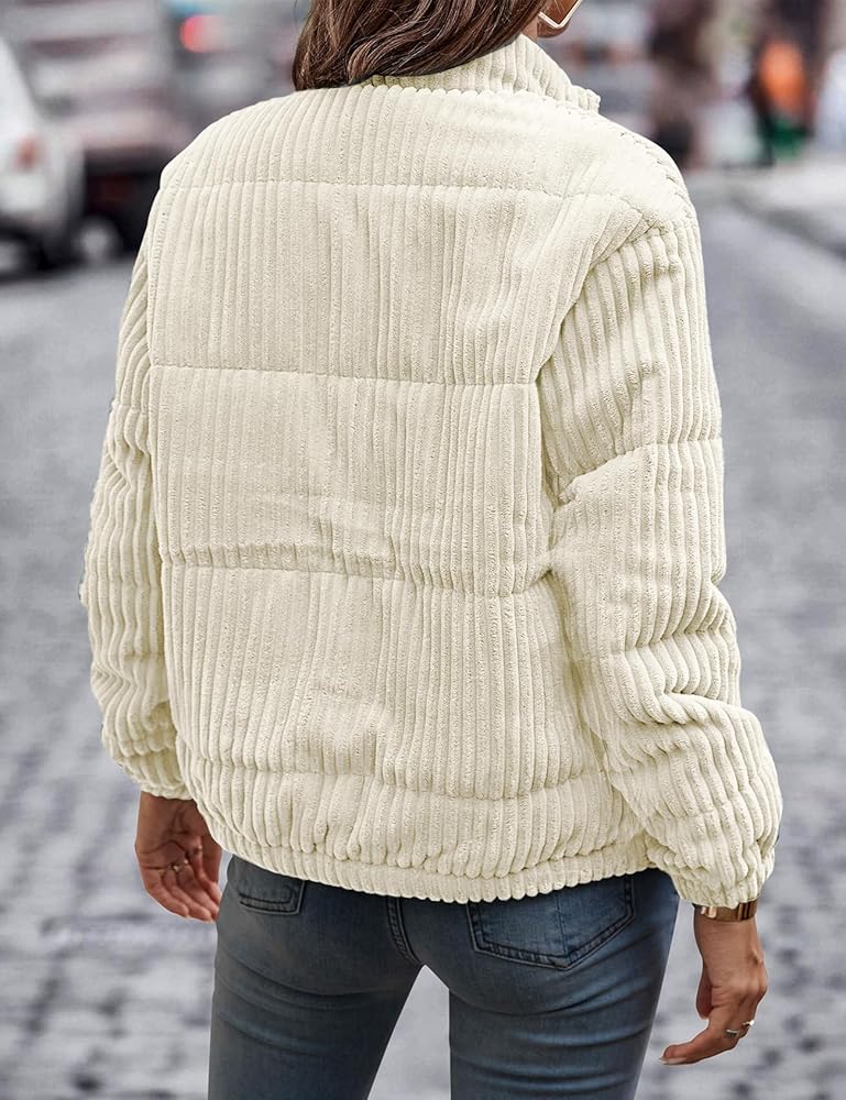 ジャケット・アウター EAPHI CORDUROY PUFFY JACKET IVORY Ivory Jacket - Corduroy Jacket - Quilted Puffer Jacket - Lulus