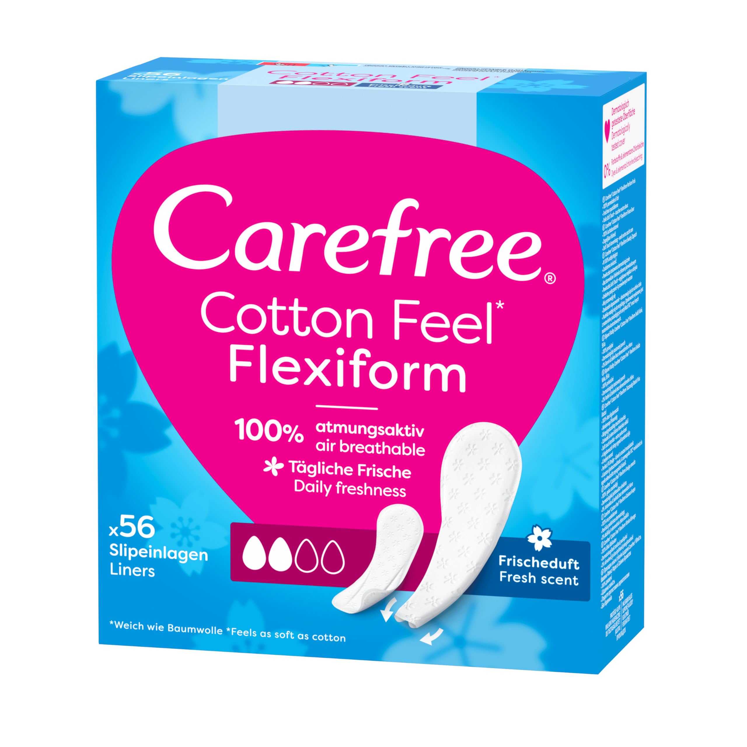 Carefree Salvaslip in cotone fresco profumato, confezione da 5 = 280 salvaslip