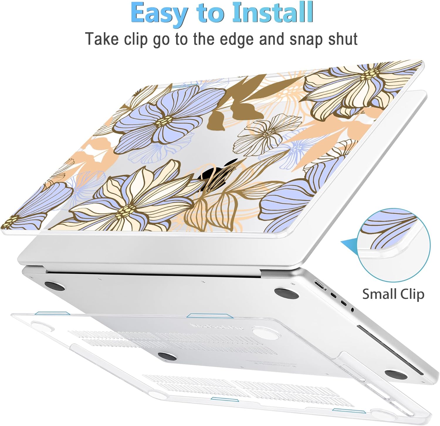 Mektron Case for MacBook Pro 16" M4 A3403 A3186 M3 A2991 M2 A2780 M1 A2485 (2021/2023/2024) Pro/Max with Touch ID, Hard Shell Plastic Laptop Cover Keyboard Cover Screen Protector, Abstract Floral - Image 3