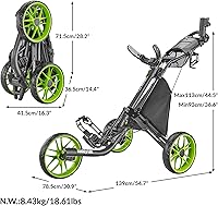 Vista 2 de CaddyTek - Carrito de 3 ruedas de golf para empujar, plegable, ligero, con freno de pie, fácil de abrir y cerrar