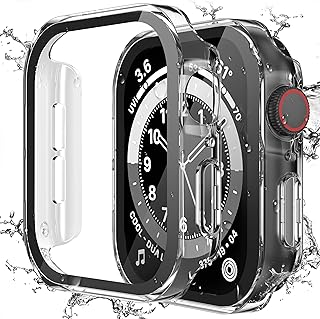 Kawoco Protective Case for Apple Watch Series 10 46 mm Case with Tempered Glass Screen Protector, Waterproof Hard PC Flat Edge Case, Highly Sensitive Screen Protector for iWatch 46 mm Transparent