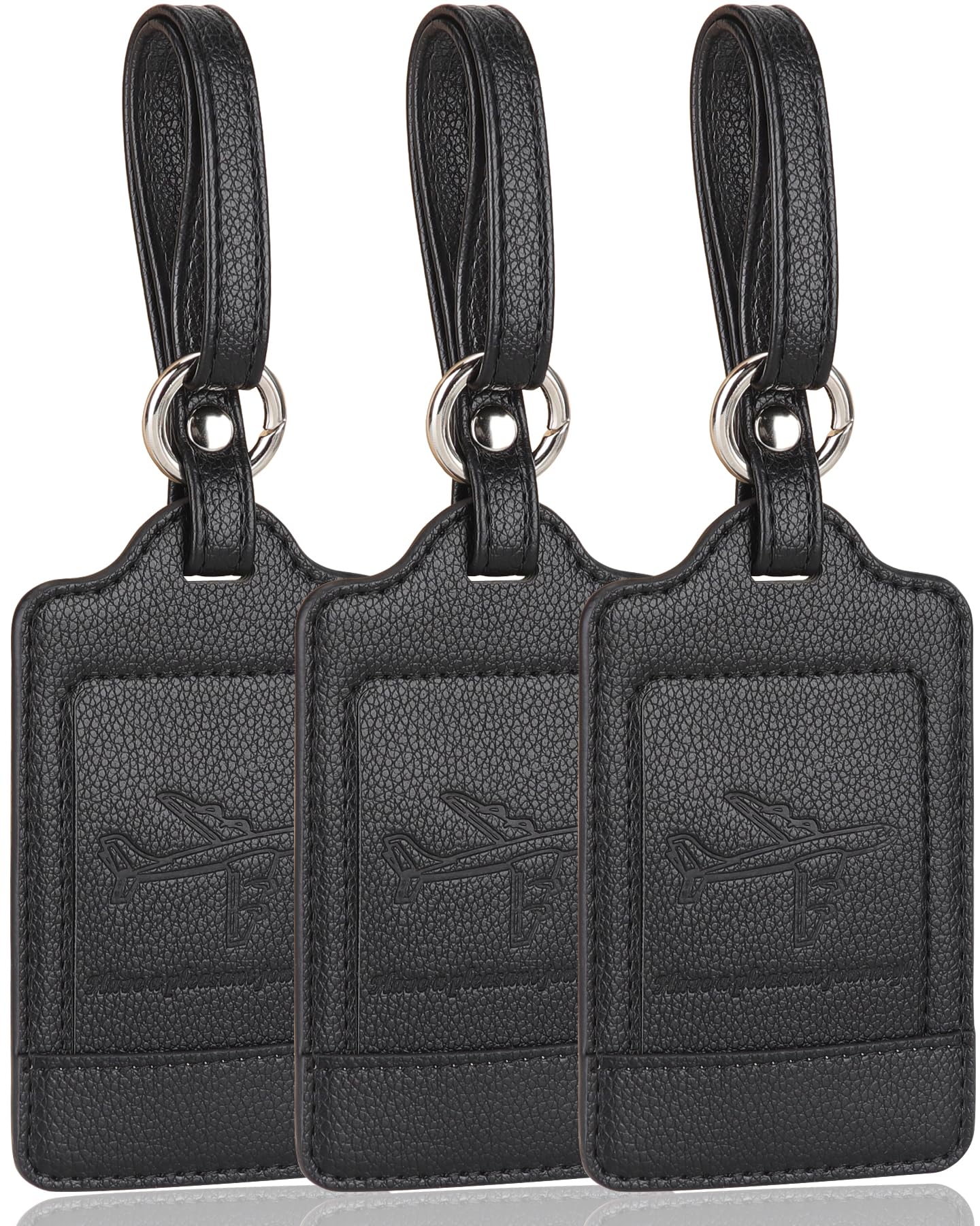 Teskyer 3 Pack Luggage Tags, PU Leather Luggage Tags for Suitcases, Luggage Labels with Name ID Card, Noticeable, Durable, Travel Accessories