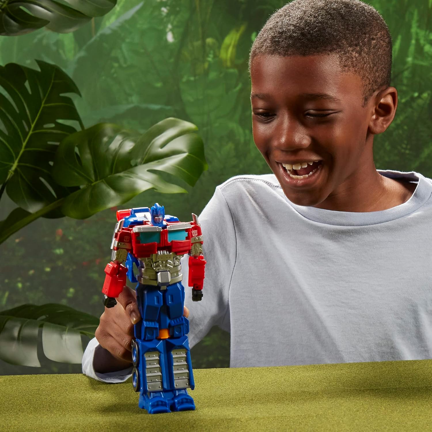 Transformers Toys Rise of the Beasts Movie 2-in-1 Optimus Prime Blaster Powered by Nerf for Ages 6 and Up, 7-inch