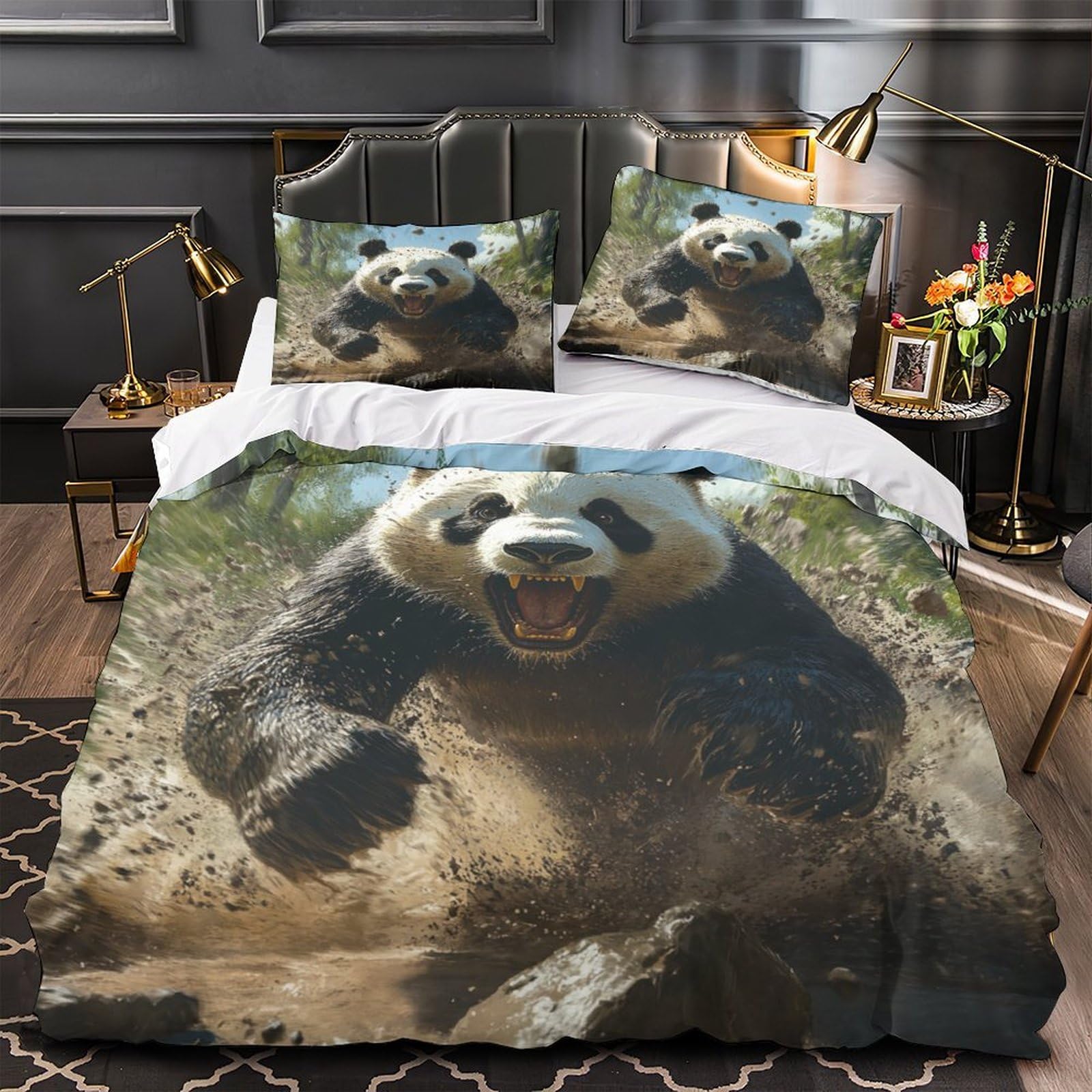 Drap de couette animaux sauvages panda pour une déco chambre couple moderne