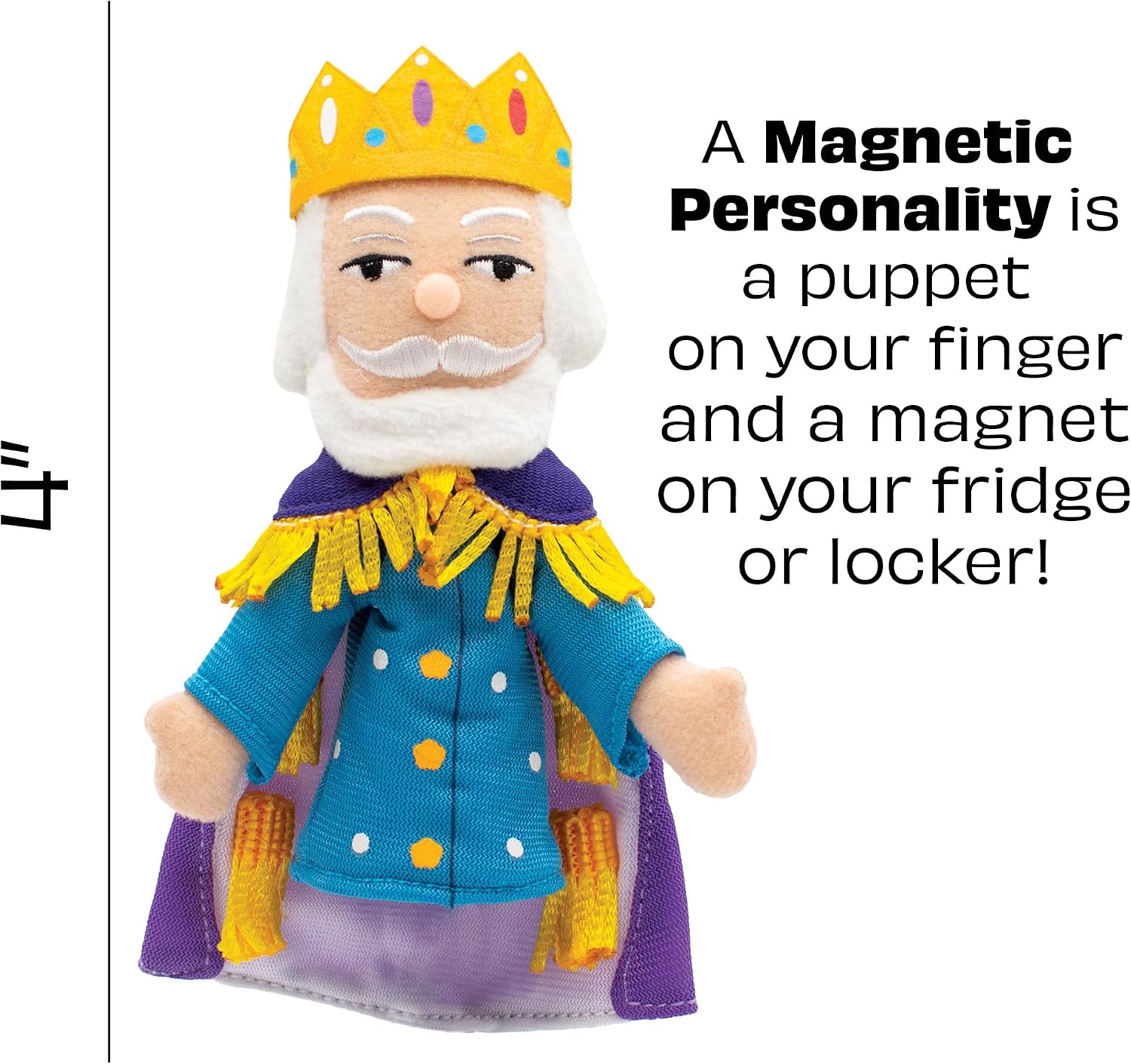The Unemployed Philosophers Guild King Friday Magnetic Personality - Mister Rogers' Neighborhood, Plush Finger Puppet Refrigerator Magnet, Approx 4"