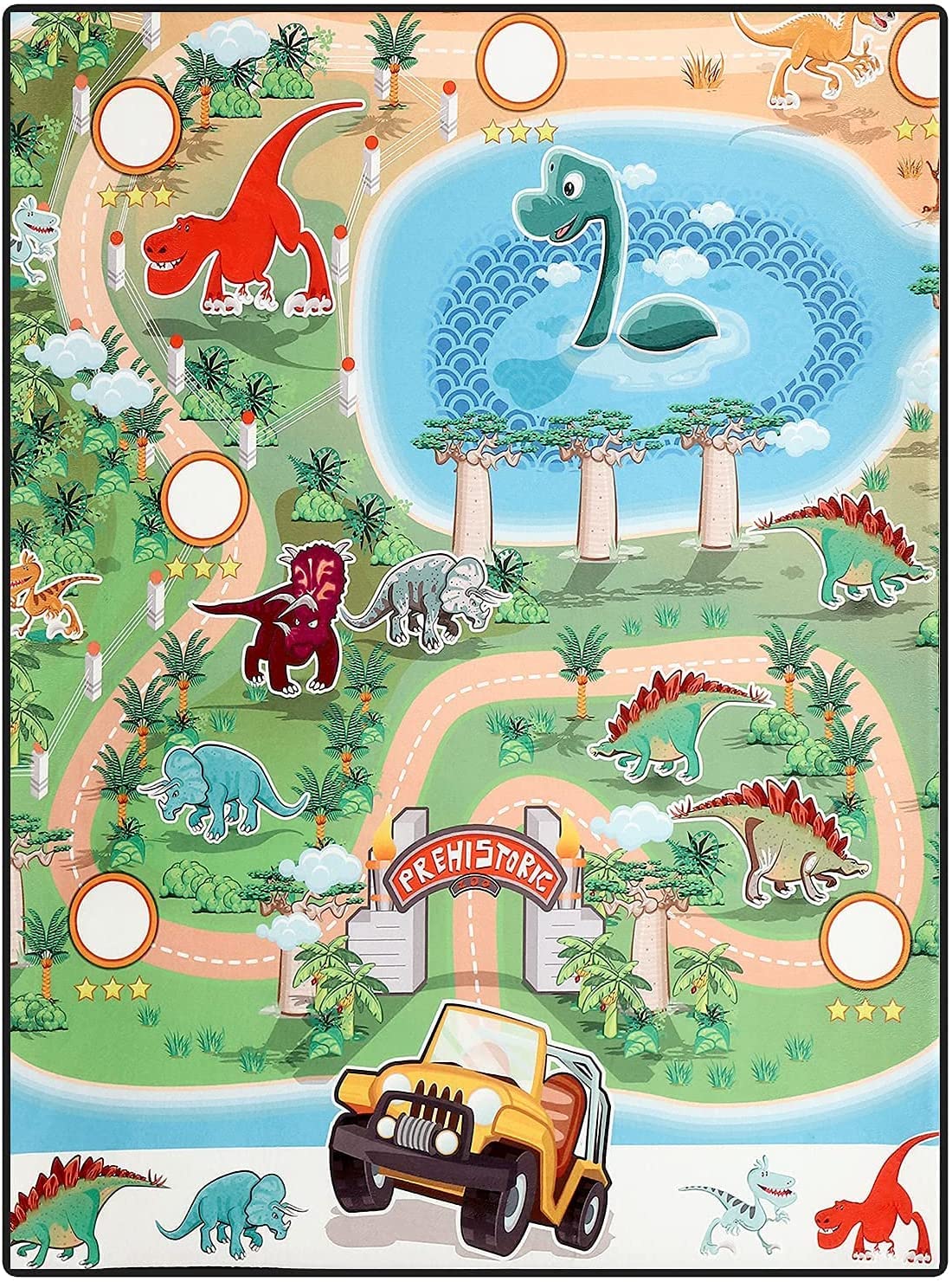 @UNACA1S1A Dinosaur Kids Rugs for Playroom Thick Memory Foam Kids Play Rugs with Non-Slip Educational Area Rug for Boys and Girls, Dino 60 x 72 inches