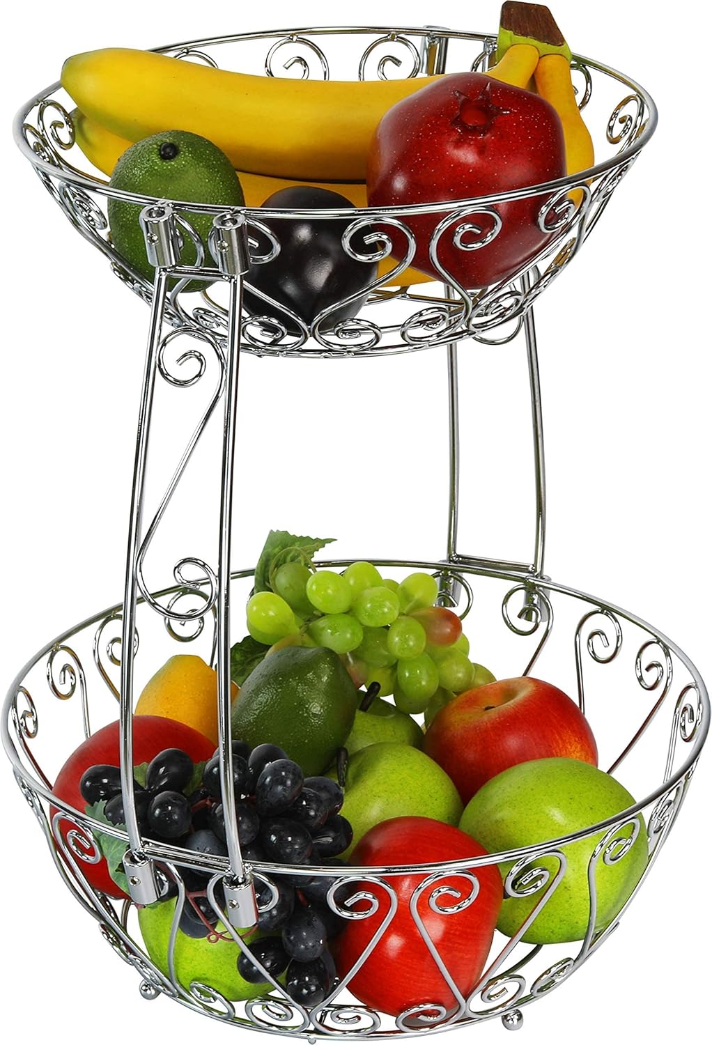 Simple Houseware Chrome Paper Towel Holder + 2-Tier Countertop Fruit Basket Bowl Storage, Chrome