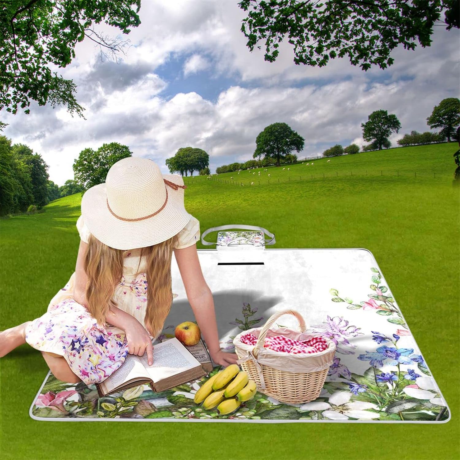 レジャーシート レジャーマット 厚手 アルミ 折り畳み 防水 コンパクト 大判 春 絵画 花柄 可愛い 花見 キャンプ 軽量 ピクニ