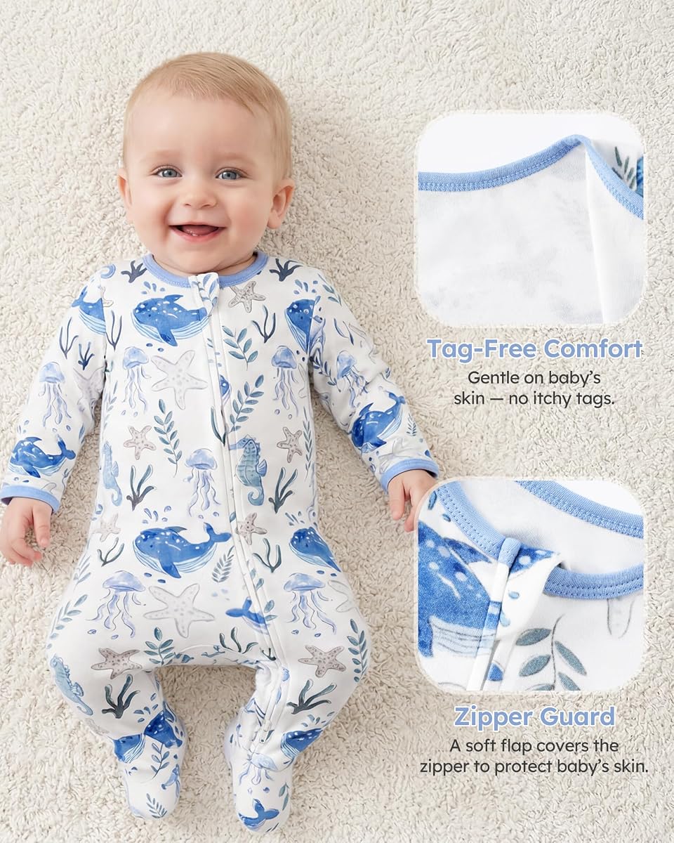 4w marins Organic Cotton Zipper Footed Sleeper view 2