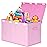 Mayniu Extra Large Toy Box Chest with Dividers, 120L Sturdy Toy Storage Organizer Bin Boxes Basket for Kids, Boys, Girls, Living Room, Nursery, Bedroom, Playroom (26x17 x17, Pink)
