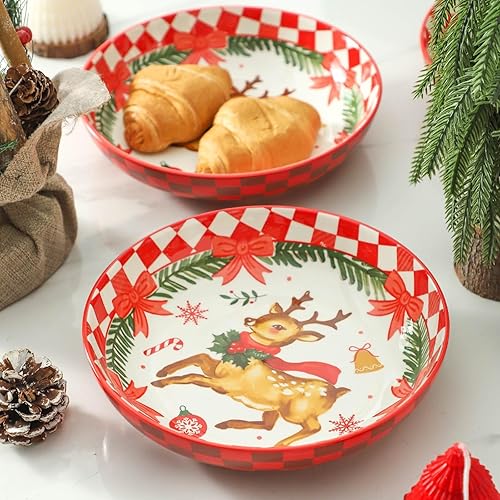 Vista 23 de Hasense Juego de 2 cuencos de cerámica para pasta, 8.7 pulgadas, cuencos para cocina, cuencos poco profundos de 32 onzas para pasta, sopa, ensalada