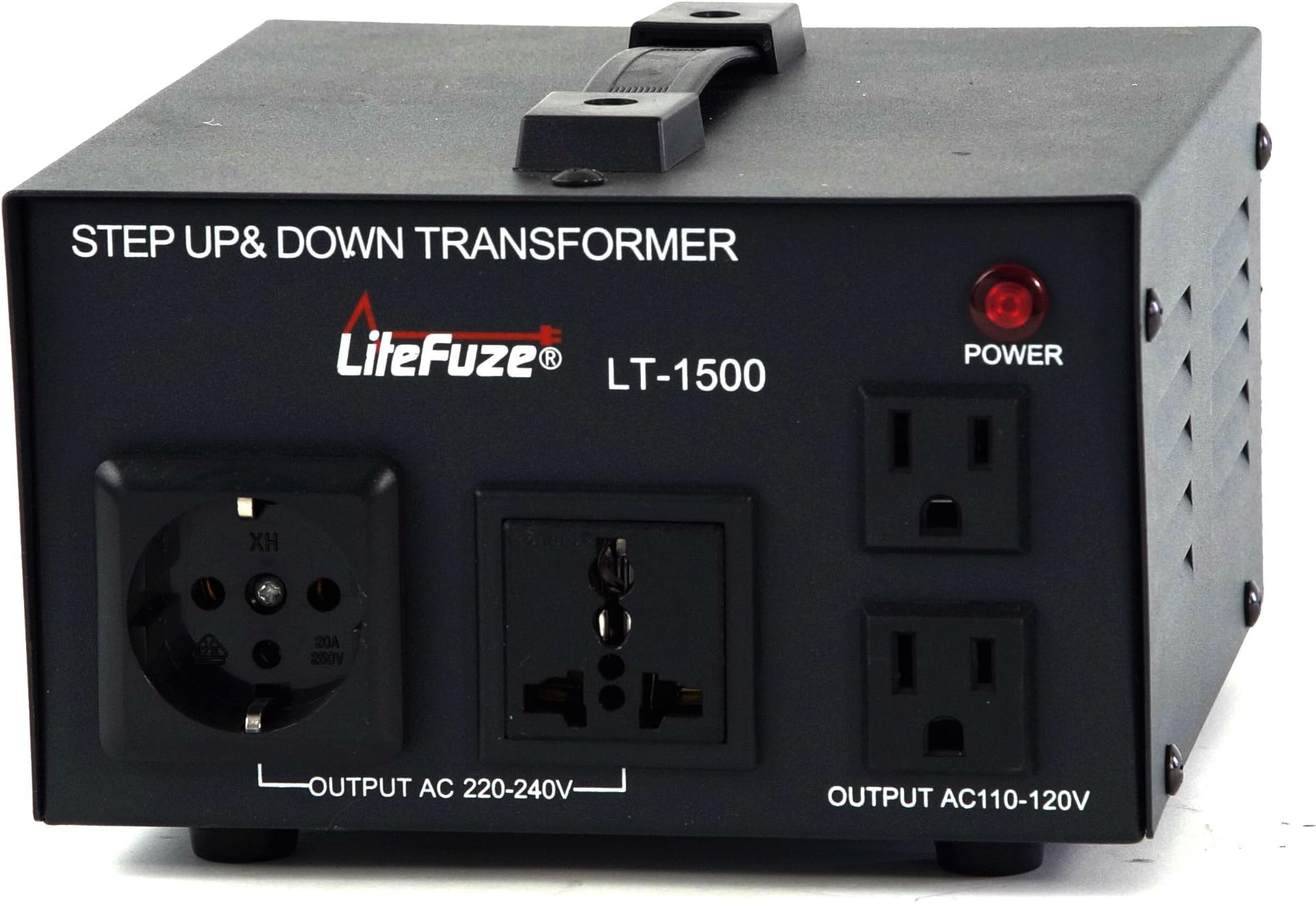 LiteFuze LT Series 1500 Watt Voltage Converter Transformer Step Up/Down - 110v to 220v / 220v to 110v Power Converter - Fully Grounded Cord - Universal Socket, CE Certified