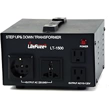 LiteFuze LT Series 1500 Watt Voltage Converter Transformer Step Up/Down - 110v to 220v / 220v to 110v Power Converter - Fully Grounded Cord - Universal Socket, CE Certified