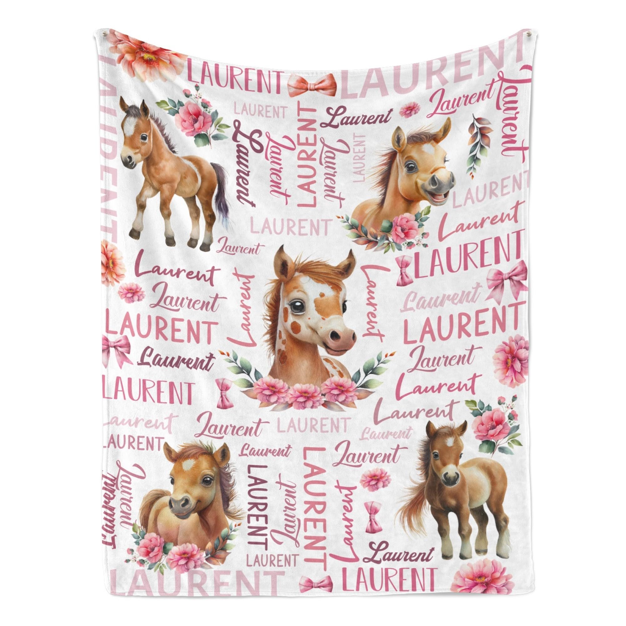 Perarts Personalized Baby Blanket for Girls Custom Baby Blanket with Name for Toddlers Kids Fleece Bed Throw Blanket Swaddle for Newborn Customized