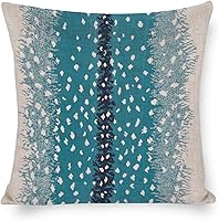 Vista 12 de POMOTER Fundas de almohada de antílope, fundas cuadradas de lino con estampado de antílopes de animales de leño, color azul y blanco, funda