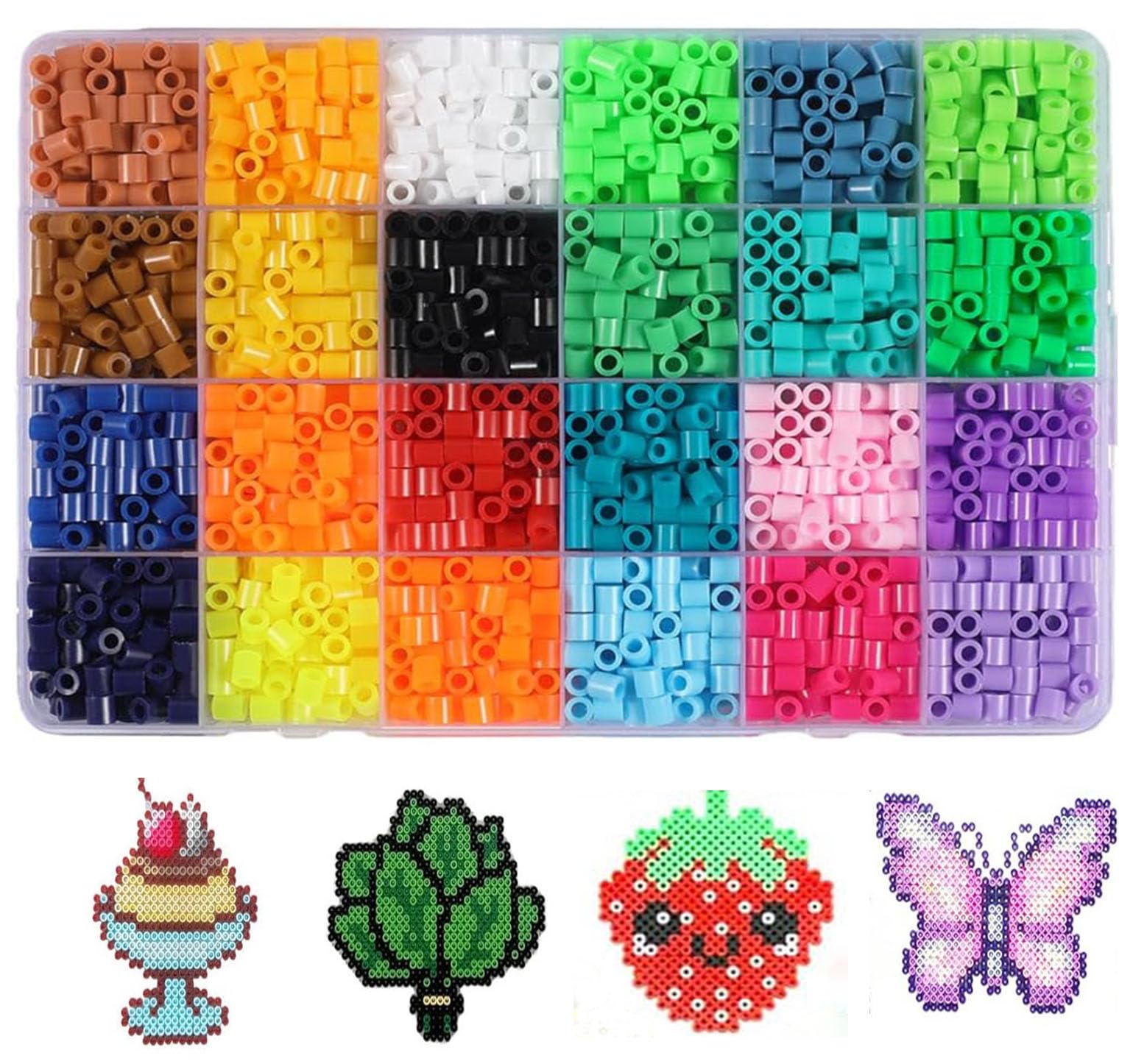 5mm アイロンビーズ 24 色セット DIY 手芸クラフトキット パーラービーズ ピクセルアート 誕生日プレゼント 子供大人兼用 (約1920 粒 各色 80 粒入り)