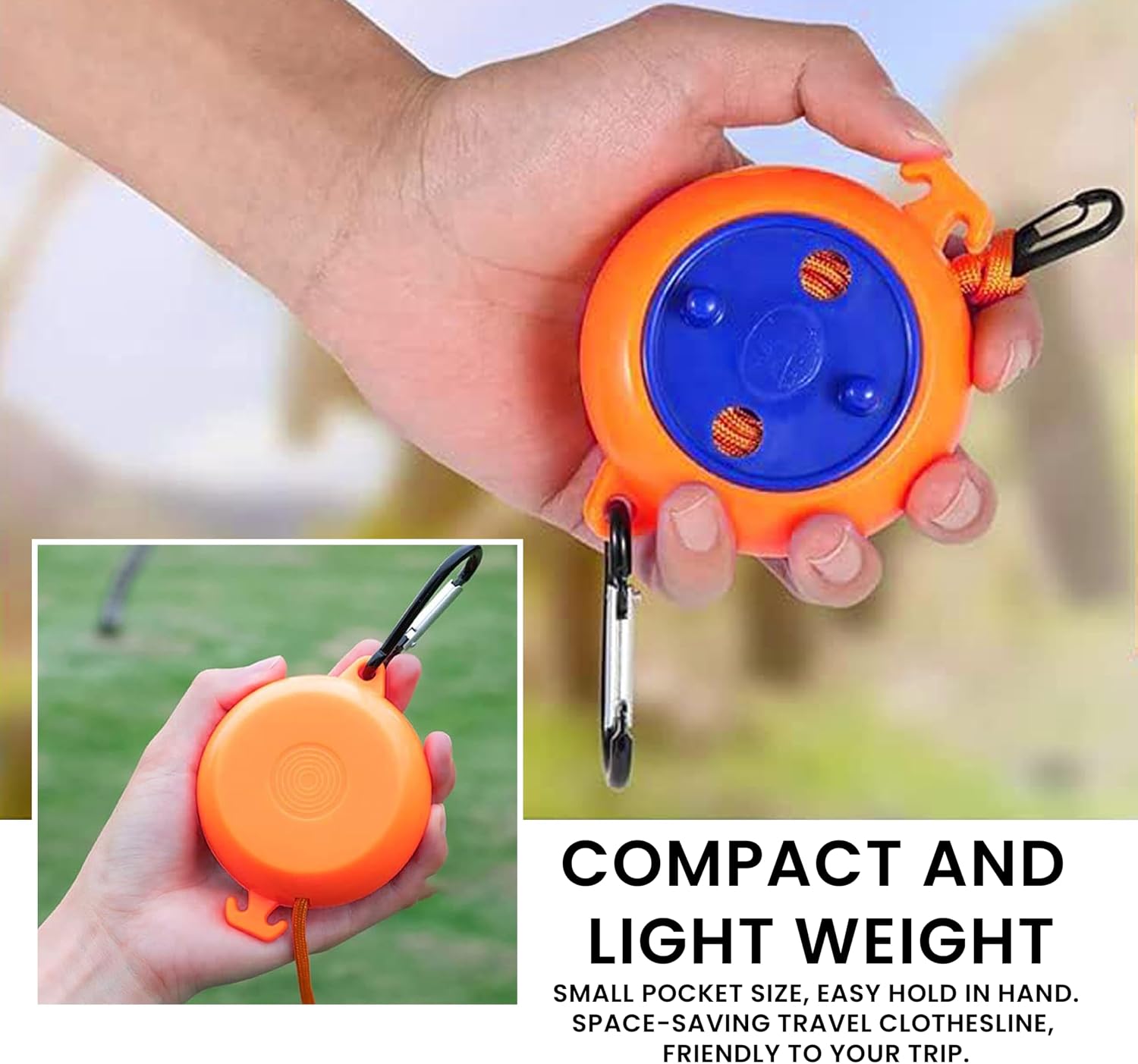Storite Portable Travel Clothesline Cord, 10 M | Elastic Adjustable Retractable Line - Ideal for Outdoor, Indoor, Camping, and Travel - Orange