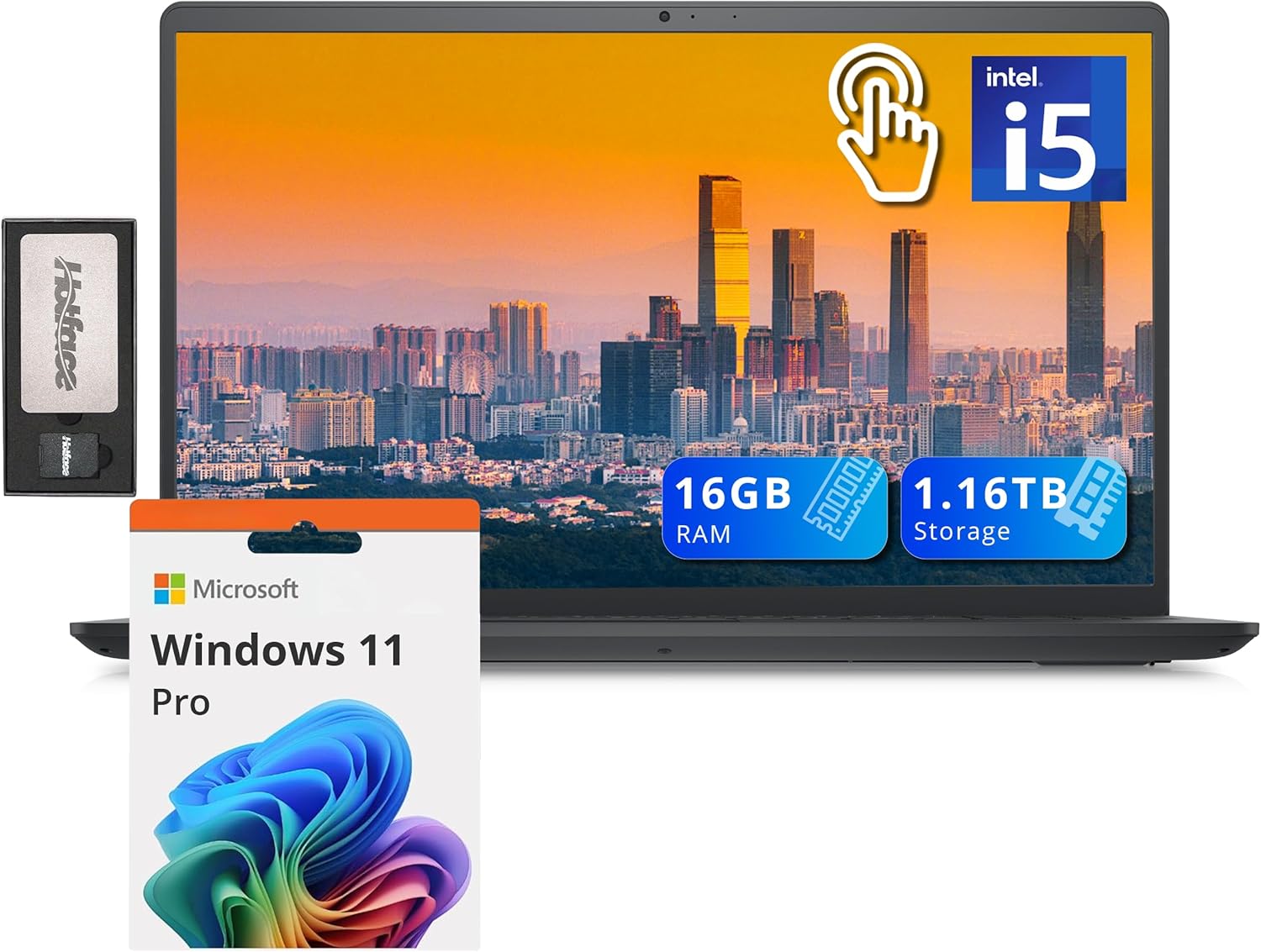 Dell Inspiron 15 15.6" FHD Touch Screen Laptop, Intel i5-1235U, 16GB RAM, 1.16TB Storage(1TB PCIe SSD+160GB Docking Station Set), 720p Webcam, Intel UHD Graphics, WiFi, Win 11 Pro, Black