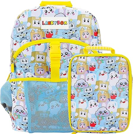 Bioworld Lanky Box Character Collage 2-Piece 16" Premium Backpack & Lunch Box Set For boys School And Travel