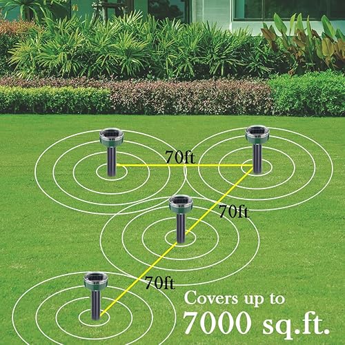 Miniatura 3 de Repelente de topos alimentado por energía solar, paquete de 10 repelentes de serpientes, disuasorio sónico de topos, control de plagas, repelente de