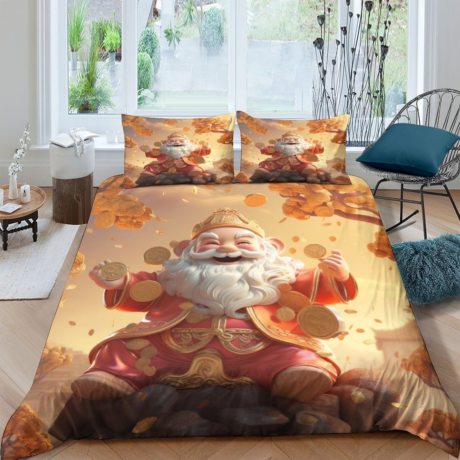 Housse de couette 200x200 God of Wealth avec 2 taies d'oreiller