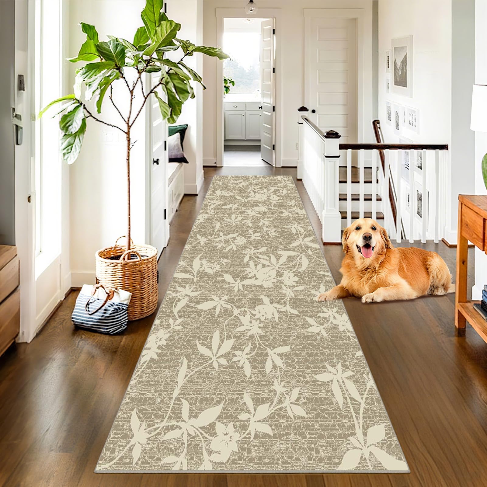 ZDYHMrj Tapijtloper, voor in de gang, lang, antislip, keukenloper, grijs, gang, tapijtloper, wasbaar, 50 x 200 cm, modern, tapijtloper, per meter, keuken, polyester, slaapkamer en woonkamer