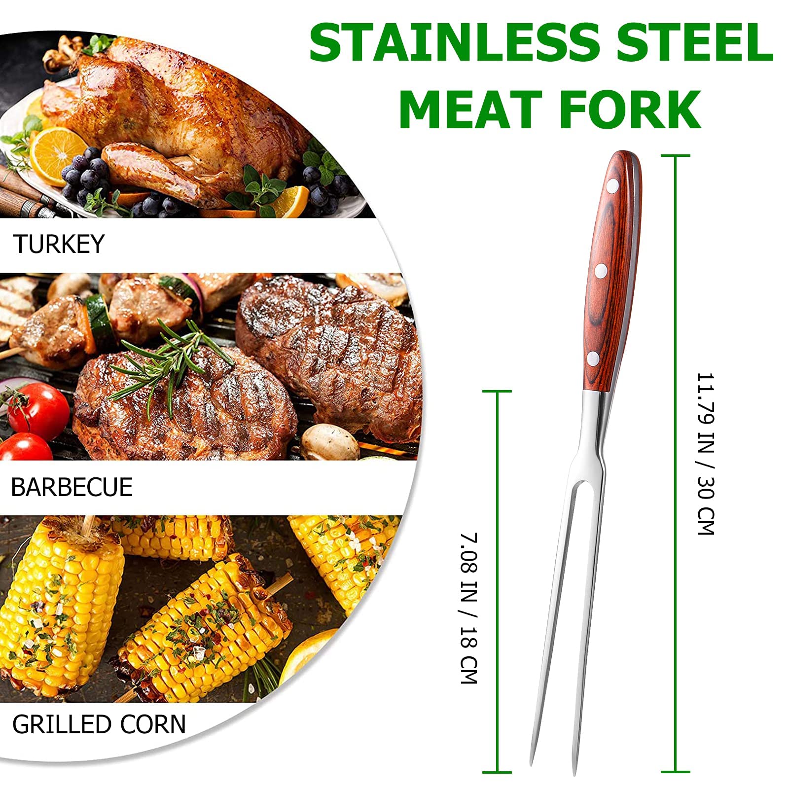 Fourchette à Découper 2 Dents En Acier Inox - Avec Ouvre-Bouteille Intégré - Pour Viande, Barbecue, Pique-nique - 20,5 Cm