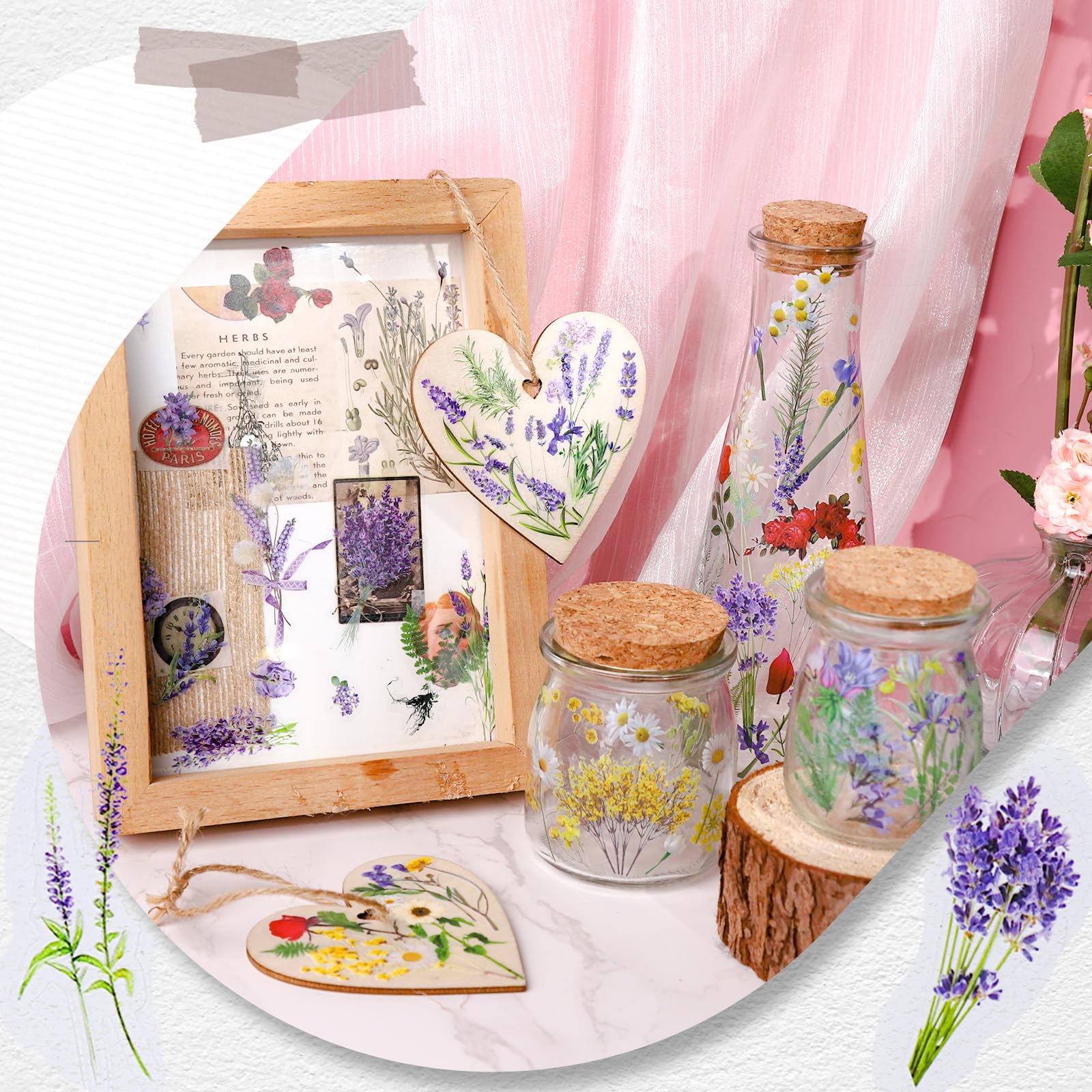 YGDZ Flower Stickers - 36 Sheets 520PCS Natural Transparent Floral Stickers for Scrapbooking, Journaling & Decorating - Image 2