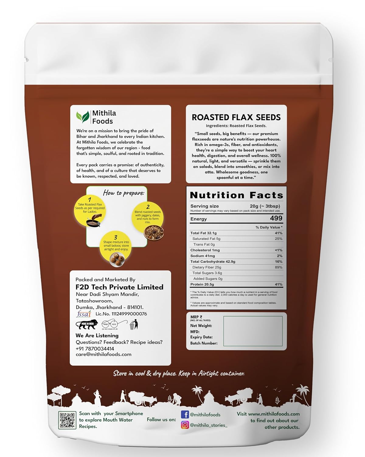 Mithila Foods 200G Premium Roasted Flax Seeds | Omega-3 &Amp; Hi...