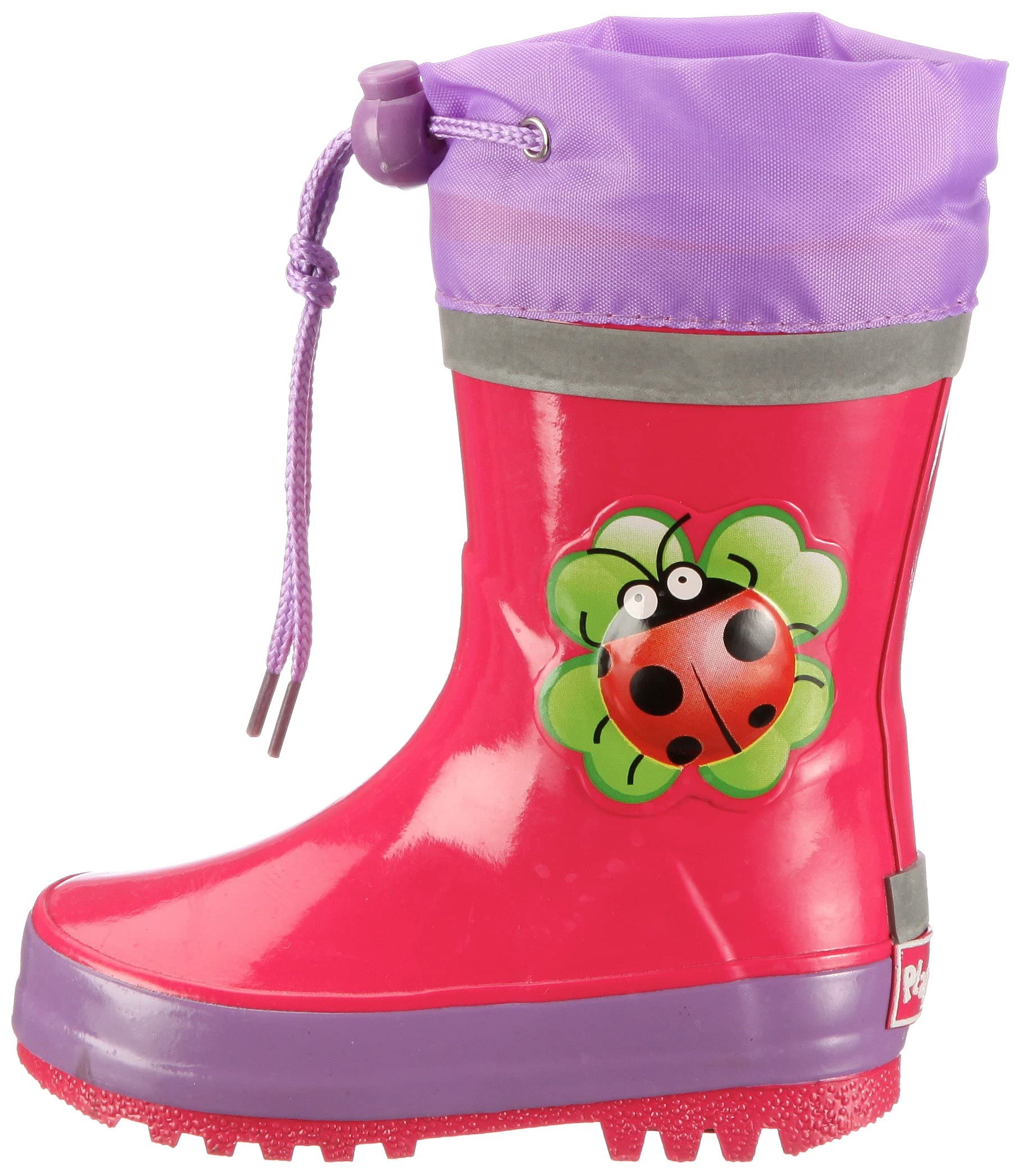 Playshoes Uniseks - dzieci Kalosze BiedronkaKalosze z naturalnego kauczuku, modne kalosze unisex z odblaskami, z motywem chrząszcza
