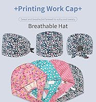 Vista 3 de VIAOLI Gorras dentales para mujeres con botones, gorro de dentista, gorra de trabajo, gorras para enfermeras, cubierta de pelo, sombreros de médico