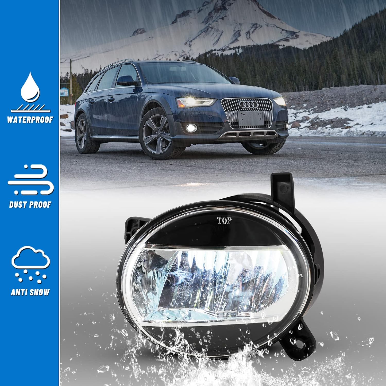 Fog Lights compatible for AUDI 2009-2012 A4 Quattro /2013-2014 A4 ALLROAD /2009-2011 A6 S6 /2009-2017 Q5 /2010-2012 S4 /2014-2017 SQ5 Lamps Assembly Driver Passenger Replacement, CBUS30-0413A-09