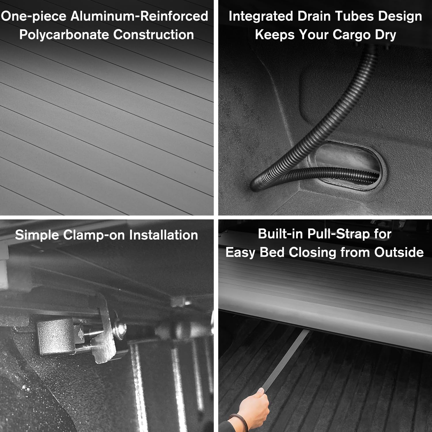 FASTFIT Aluminum Retractable Truck Tonneau Cover for 2016-2023 Tacoma, 5-ft (60.5") Truck Bed w/Track System | Dual-Lock Design, Matte Black, Waterproof & Heavy-Duty