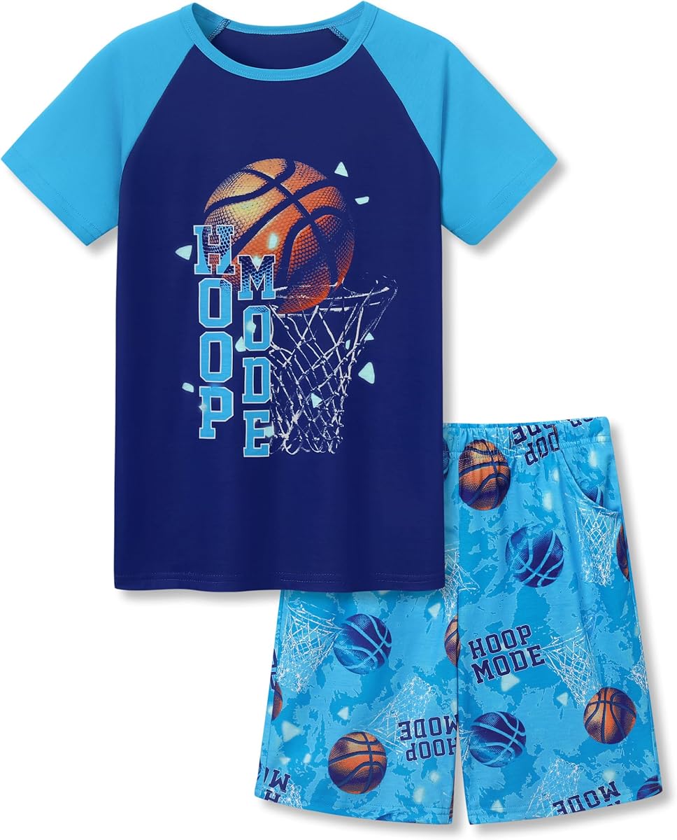 Kids Pajama Set, Short Sleeve Top and Shorts, Size 6-18 | Cozy Feel, Everyday Sleep Comfort, Lounge and Play Wear, Little, Big, Tween, Teen Kids, 2PC Easy Pull-On Fit