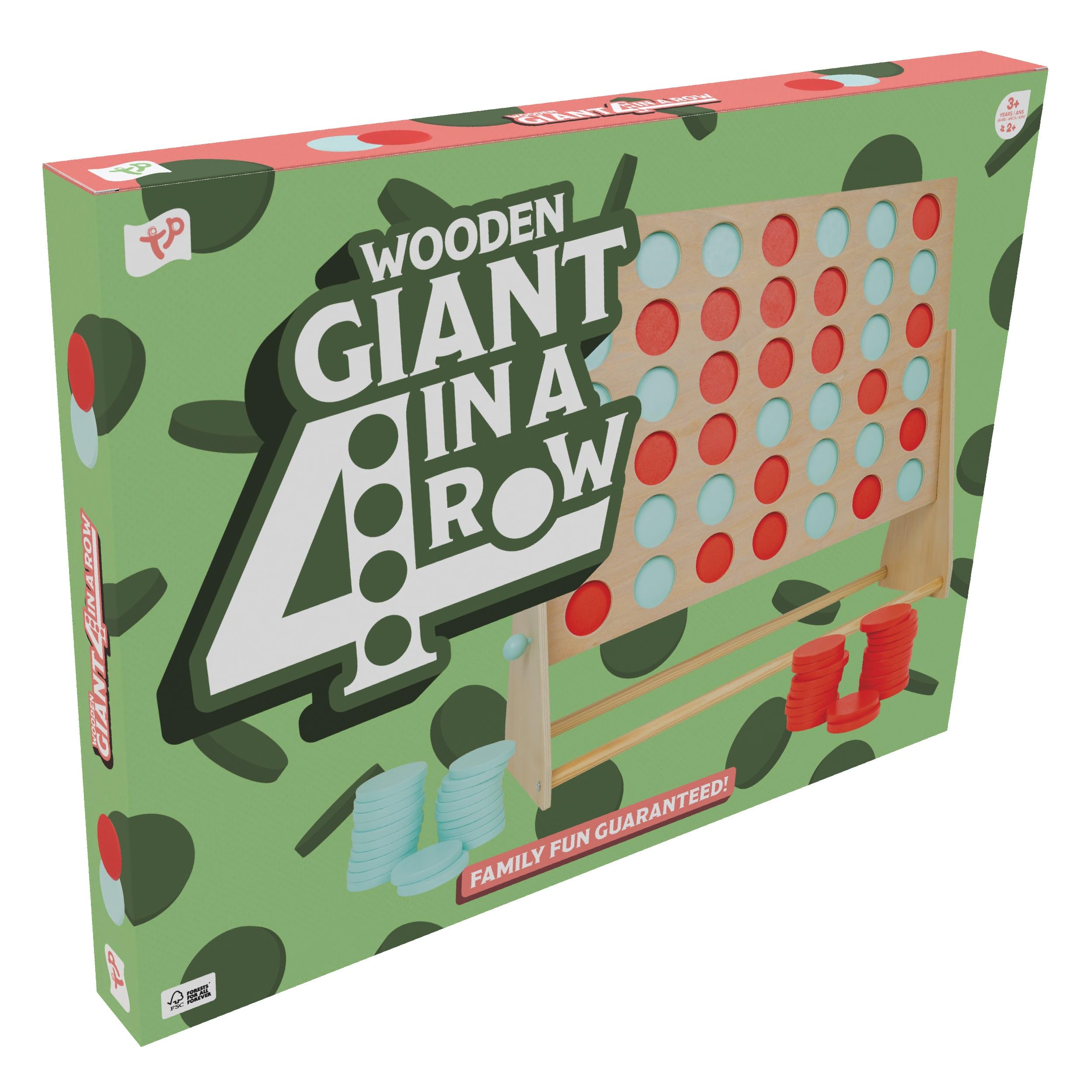 TP Toys Giant Wooden 4 in a Row Outdoor Garden Game for Kids Ages 3+ Fun 1-4 Player Giant Connect 4 Game for Indoor or Outdoor Play